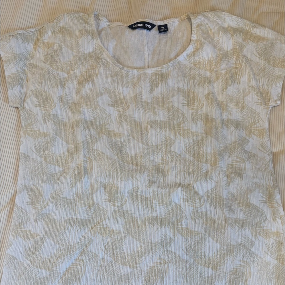 Lands' End Cream Cap Sleeve T-Shirt